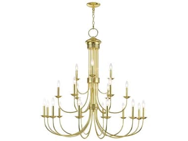 Livex Lighting Estate 42" Wide 21-Light Polished Brass Candelabra Tiered Chandelier LV4268802