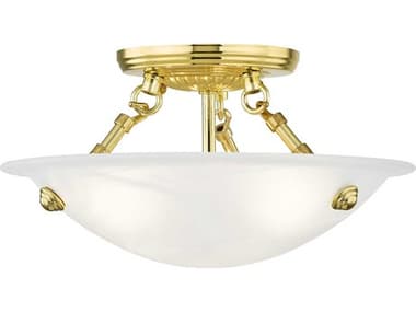 Livex Lighting Oasis 12" 3-Light Polished Brass Glass Bowl Semi Flush Mount LV427202