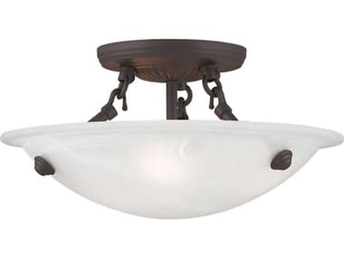 Livex Lighting Oasis 12" 3-Light Bronze Glass Bowl Semi Flush Mount LV427207