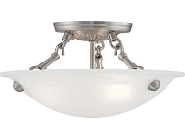 Livex Lighting Oasis 12" 3-Light Brushed Nickel Glass Bowl Semi Flush Mount LV427291