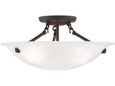 Livex Lighting Oasis 16" 3-Light Bronze Glass Bowl Semi Flush Mount LV427307