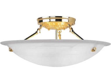 Livex Lighting Oasis 20" 3-Light Polished Brass Glass Bowl Semi Flush Mount LV427402