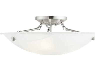 Livex Lighting Oasis 20" 3-Light Brushed Nickel Glass Bowl Semi Flush Mount LV427491
