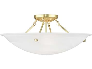 Livex Lighting Oasis 24" 4-Light Polished Brass Glass Bowl Semi Flush Mount LV427502