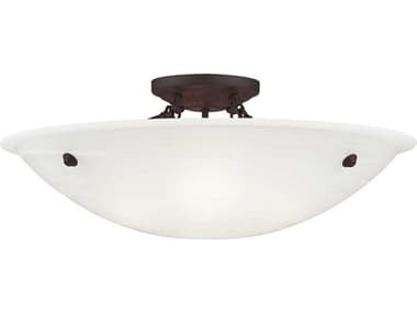 Livex Lighting Oasis 24" 4-Light Bronze Glass Bowl Semi Flush Mount LV427507