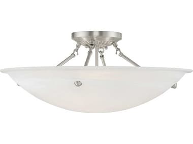 Livex Lighting Oasis 24" 4-Light Brushed Nickel Glass Bowl Semi Flush Mount LV427591
