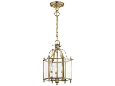 Livex Lighting Livingston 10" Wide 3-Light Antique Brass Glass Candelabra Lantern Chandelier LV440301