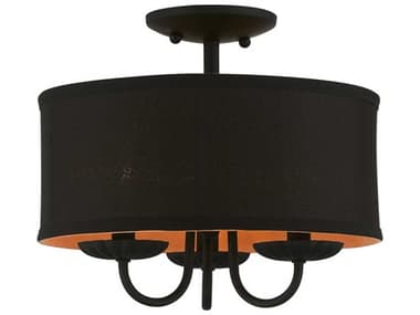 Livex Lighting Winchester 13" 3-Light Black Drum Semi Flush Mount LV4512704