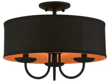 Livex Lighting Winchester 16" 3-Light Black Orange Drum Semi Flush Mount LV4512904