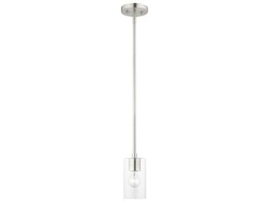 Livex Lighting Zurich 5" 1-Light Brushed Nickel Glass Cylinder Geometric Mini Pendant LV4547791