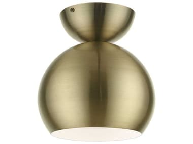 Livex Lighting Stockton 8" 1-Light Antique Brass Dome Semi Flush Mount LV4548701
