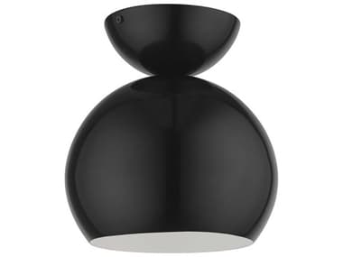 Livex Lighting Stockton 8" 1-Light Shiny Black Dome Semi Flush Mount LV4548768