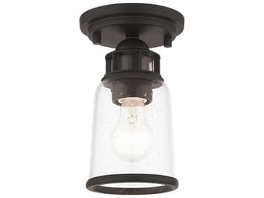 Livex Lighting Lawrenceville 5" 1-Light Bronze Clear Glass Bell Semi Flush Mount LV4550107