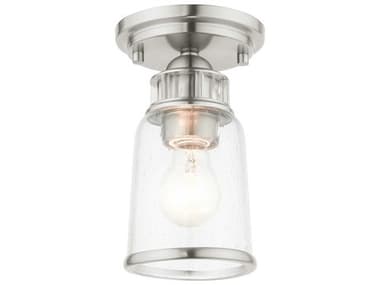 Livex Lighting Lawrenceville 5" 1-Light Brushed Nickel Clear Glass Bell Semi Flush Mount LV4550191