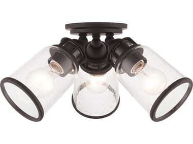 Livex Lighting Lawrenceville 16" 3-Light Bronze Clear Glass Bell Semi Flush Mount LV4550307