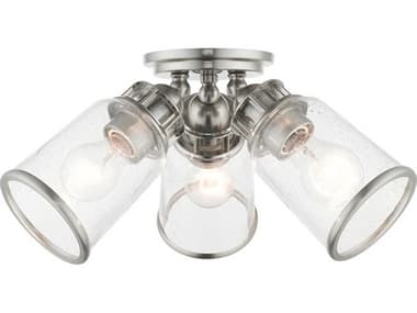 Livex Lighting Lawrenceville 16" 3-Light Brushed Nickel Clear Glass Bell Semi Flush Mount LV4550391