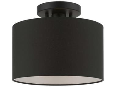 Livex Lighting Bainbridge 10" 1-Light Black Drum Semi Flush Mount LV4566204