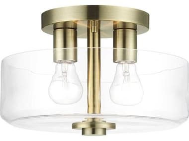 Livex Lighting Whitworth 2-Light Antique Brass Semi Flush Mount LV4612201