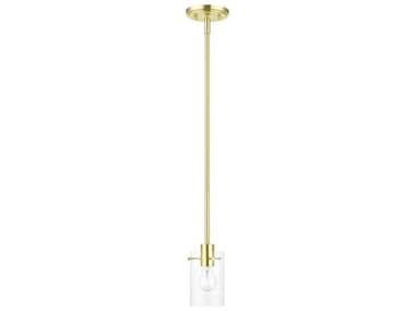 Livex Lighting Munich 5" 1-Light Satin Brass Glass Cylinder Mini Pendant LV4615112