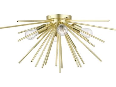 Livex Lighting Tribeca 25" 4-Light Soft Gold Polished Brass Sputnik Flush Mount LV4617033