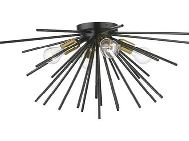 Livex Lighting Tribeca 25" 4-Light Shiny Black Polished Brass Sputnik Flush Mount LV4617068