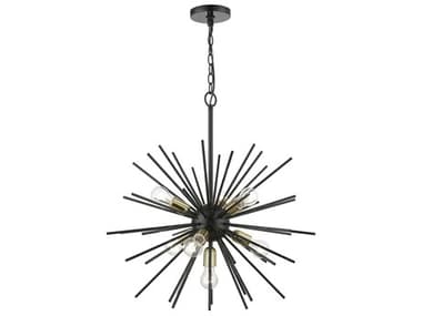 Livex Lighting Tribeca 25" 7-Light Shiny Black Polished Brass Sputnik Pendant LV4617568