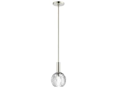 Livex Lighting Whitfield 6" 1-Light Polished Nickel Clear Crystal Dome Mini Pendant LV4632135