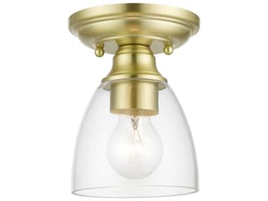 Livex Lighting Montgomery 5" 1-Light Satin Brass Glass Bell Semi Flush Mount LV4633112