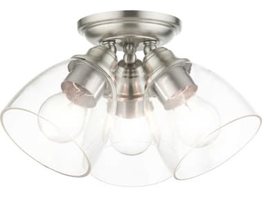 Livex Lighting Montgomery 14" 3-Light Brushed Nickel Glass Semi Flush Mount LV4633991