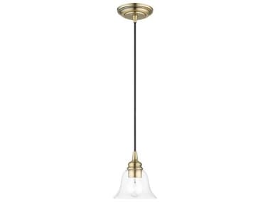 Livex Lighting Moreland 6" 1-Light Antique Brass Glass Bell Mini Pendant LV4648001