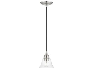 Livex Lighting Moreland 6" 1-Light Brushed Nickel Glass Bell Mini Pendant LV4648091