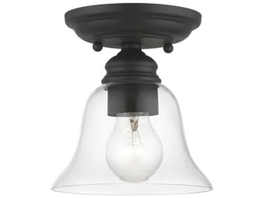 Livex Lighting Moreland 6" 1-Light Black Glass Bell Semi Flush Mount LV4648104