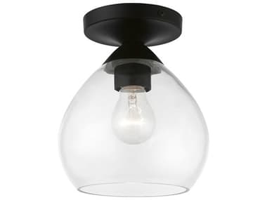 Livex Lighting Catania 7" 1-Light Black Glass Bell Semi Flush Mount LV4650004