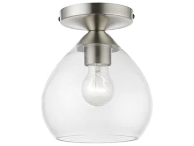 Livex Lighting Catania 7" 1-Light Brushed Nickel Glass Bell Semi Flush Mount LV4650091