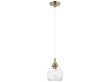Livex Lighting Catania 7" 1-Light Antique Brass Glass Bell Mini Pendant LV4650101