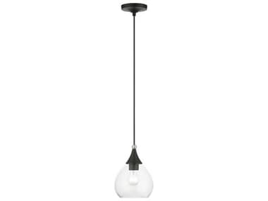 Livex Lighting Catania 7" 1-Light Black Brushed Nickel Glass Bell Mini Pendant LV4650104