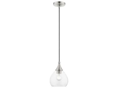 Livex Lighting Catania 7" 1-Light Brushed Nickel Glass Bell Mini Pendant LV4650191