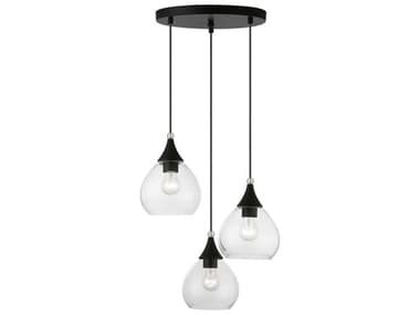 Livex Lighting Catania 17" 3-Light Black Brushed Nickel Glass Bell Pendant LV4650304