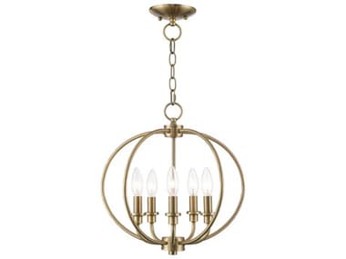 Livex Lighting Milania 16" Wide 5-Light Antique Brass Candelabra Lantern Chandelier LV466501