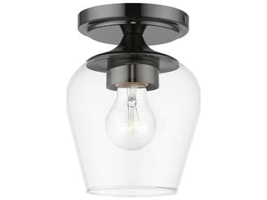 Livex Lighting Willow 5" 1-Light Black Chrome Glass Bell Semi Flush Mount LV4672046