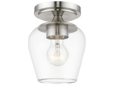 Livex Lighting Willow 5" 1-Light Brushed Nickel Glass Bell Semi Flush Mount LV4672091