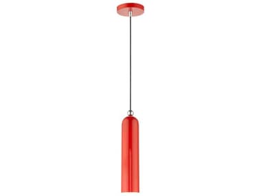 Livex Lighting Ardmore 5" 1-Light Shiny Red Cylinder Mini Pendant LV4675172