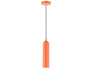 Livex Lighting Ardmore 5" 1-Light Shiny Orange Cylinder Mini Pendant LV4675177