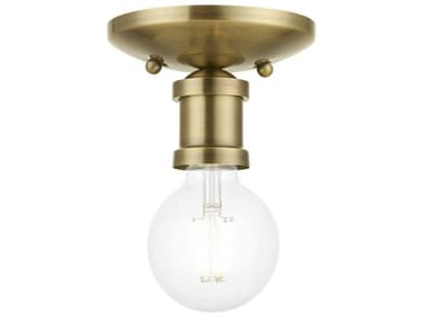 Livex Lighting Lansdale 5" 1-Light Antique Brass Semi Flush Mount LV4716001