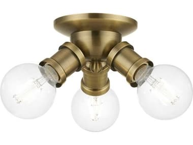 Livex Lighting Lansdale 7" 3-Light Antique Brass Semi Flush Mount LV4716901