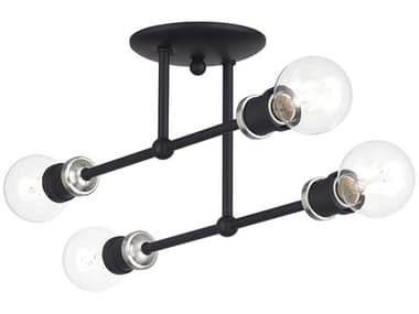 Livex Lighting Delacroix 17" 4-Light Black Brushed Nickel Semi Flush Mount LV4717604