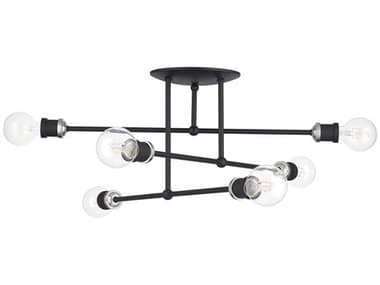 Livex Lighting Delacroix 28" 6-Light Black Brushed Nickel Semi Flush Mount LV4717804