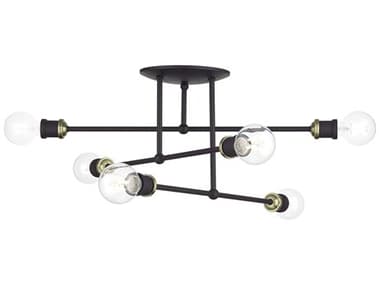 Livex Lighting Delacroix 28" 6-Light Bronze Antique Brass Semi Flush Mount LV4717807