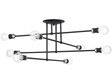 Livex Lighting Delacroix 35" 8-Light Black Brushed Nickel Semi Flush Mount LV4717904