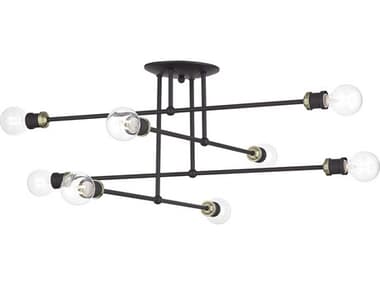 Livex Lighting Delacroix 35" 8-Light Bronze Antique Brass Semi Flush Mount LV4717907